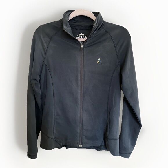 Peter Millar E4 Wicking Womens Medium Full Zip‎ Lightweight Black Jacket - Picture 1 of 7